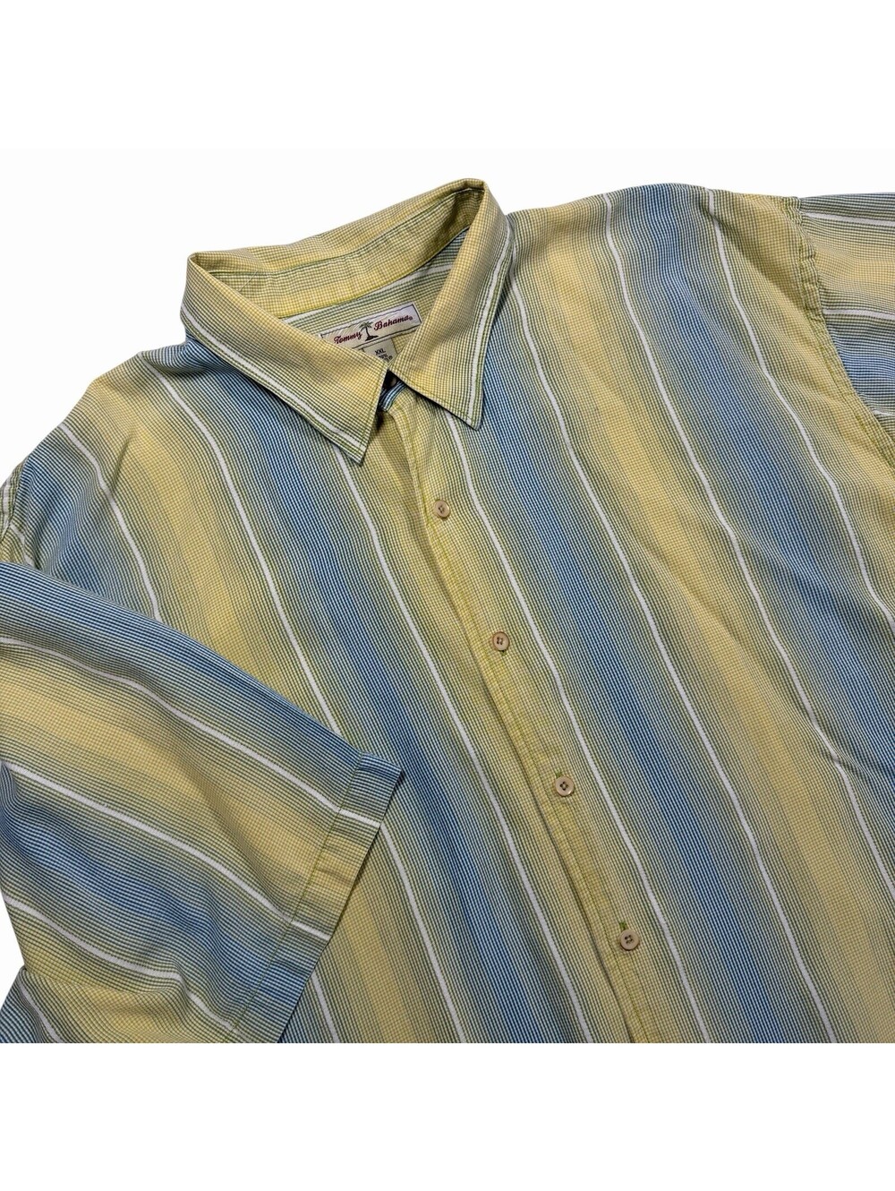 Tommy Bahama Mens XXL Tencel Striped Short Sleeve Button Up Shirt Multicolor